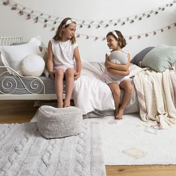Cojín ABCD - color natural - textil - decoración niños - cama infantil